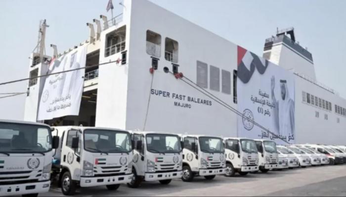 ضمن «الفارس الشهم 3».. تجهيز سفينة المساعدات الإماراتية التاسعة لغزة